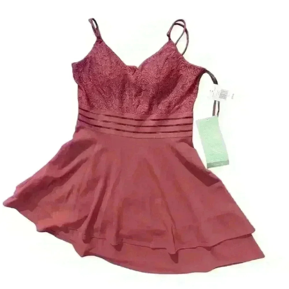 $79 City Triangles Size 11 Elastic Waist Short Dress Juniors Burgundy Flare